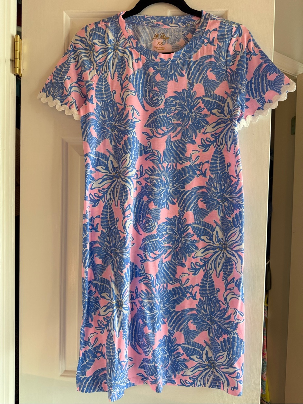 Lilly Pulitzer Pink and Blue Floral Short Sleeve Dress